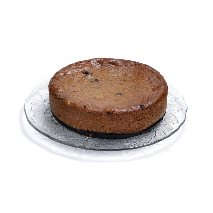 Tarta de queso estilo americano con galleta de chocolate y crema de vainilla